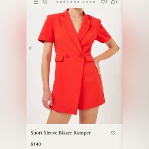 Endless Rose
Short Sleeve Blazer Romper Color Orange Size M